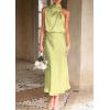 imagePRETTYGARDEN Womens 2026 Summer Satin Dress Elegant Sleeveless Mock Neck Cocktail Party Maxi DressesTender Green