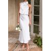 imagePRETTYGARDEN Womens 2026 Summer Satin Dress Elegant Sleeveless Mock Neck Cocktail Party Maxi DressesWhite