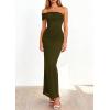 imagePRETTYGARDEN Womens 2026 Wedding Guest Cocktail Dresses One Off The Shoulder Ruched Bodycon Formal Maxi Party Summer OutfitsArmy Green