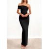 imagePRETTYGARDEN Womens 2026 Wedding Guest Cocktail Dresses One Off The Shoulder Ruched Bodycon Formal Maxi Party Summer OutfitsBlack