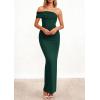 imagePRETTYGARDEN Womens 2026 Wedding Guest Cocktail Dresses One Off The Shoulder Ruched Bodycon Formal Maxi Party Summer OutfitsDark Green