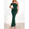 imagePRETTYGARDEN Womens 2026 Wedding Guest Cocktail Dresses One Off The Shoulder Ruched Bodycon Formal Maxi Party Summer OutfitsDark Green