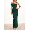 imagePRETTYGARDEN Womens 2026 Wedding Guest Cocktail Dresses One Off The Shoulder Ruched Bodycon Formal Maxi Party Summer OutfitsDark Green