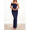 imagePRETTYGARDEN Womens 2026 Wedding Guest Cocktail Dresses One Off The Shoulder Ruched Bodycon Formal Maxi Party Summer OutfitsNavy Blue