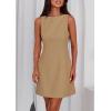 imagePRETTYGARDEN Womens Formal Short Dresses 2026 Summer Sleeveless Boat Neck A Line Elegant Mini Cocktail Party DressKhaki