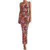 imagePRETTYGARDEN Womens One Shoulder Bodycon Dresses Summer 2025 Ruched Floral Beach Cocktail Wedding Guest DressBlack Flower