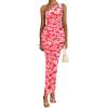 imagePRETTYGARDEN Womens One Shoulder Bodycon Dresses Summer 2025 Ruched Floral Beach Cocktail Wedding Guest DressFloral Orange