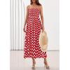imagePRETTYGARDEN Womens Polka Dot Dress 2026 Summer Sleeveless Spaghetti Straps Smocked Sun Dress Flowy Spring Beach Midi DressesRed
