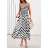 imagePRETTYGARDEN Womens Polka Dot Dress 2026 Summer Sleeveless Spaghetti Straps Smocked Sun Dress Flowy Spring Beach Midi DressesWhite