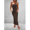 imagePRETTYGARDEN Womens Summer Bodycon Maxi Tube Dress Ribbed Strapless Side Slit Long Going Out Casual Elegant Party DressesCoffee