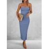 imagePRETTYGARDEN Womens Summer Bodycon Maxi Tube Dress Ribbed Strapless Side Slit Long Going Out Casual Elegant Party DressesDusty Blue