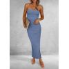 imagePRETTYGARDEN Womens Summer Bodycon Maxi Tube Dress Ribbed Strapless Side Slit Long Going Out Casual Elegant Party DressesDusty Blue