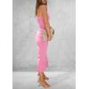 imagePRETTYGARDEN Womens Summer Bodycon Maxi Tube Dress Ribbed Strapless Side Slit Long Going Out Casual Elegant Party DressesHot Pink
