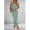 imagePRETTYGARDEN Womens Summer Bodycon Maxi Tube Dress Ribbed Strapless Side Slit Long Going Out Casual Elegant Party DressesLight Green