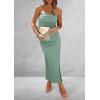 imagePRETTYGARDEN Womens Summer Bodycon Maxi Tube Dress Ribbed Strapless Side Slit Long Going Out Casual Elegant Party DressesLight Green