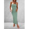 imagePRETTYGARDEN Womens Summer Bodycon Maxi Tube Dress Ribbed Strapless Side Slit Long Going Out Casual Elegant Party DressesLight Green