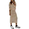imagePRETTYGARDEN 2 Piece Skirts Sets for Women Fall Fashion 2026 Striped Sweater Dress Knit Lounge Travel Outfits Winter ClothingKhaki Stripe