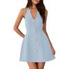imagePRETTYGARDEN Cocktail Dresses for Women Short 2026 Summer Elegant Halter V Neck Sleeveless A Line Spring Mini Party DressLight Blue