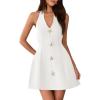 imagePRETTYGARDEN Cocktail Dresses for Women Short 2026 Summer Elegant Halter V Neck Sleeveless A Line Spring Mini Party DressWhite