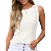 imagePRETTYGARDEN Tank Top for Women 2026 Summer Sleeveless Sweater Tops Spring Business Casual Work Shirts Ribbed Knit BlousesWhite