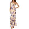 imagePRETTYGARDEN Womens Summer One Shoulder Maxi Dress 2026 Floral Sleeveless Bodycon Mesh Long Formal Wedding Guest DressesApricot Blue Flower