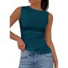 imagePRETTYGARDEN Womens Tank Top Spring 2026 Ruched Asymmetrical Going Out Top Slim Fit Sleeveless Shirts Summer ClothesTeal