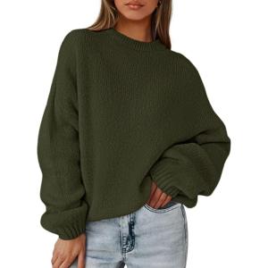 imagePRETTYGARDEN Womens Fall Oversized Sweaters Dressy Casual Long Sleeve Chunky Knit Winter Pullover Tops 2026 Holiday OutfitsArmy Green