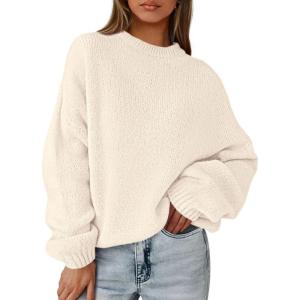 imagePRETTYGARDEN Womens Fall Oversized Sweaters Dressy Casual Long Sleeve Chunky Knit Winter Pullover Tops 2026 Holiday OutfitsBeige