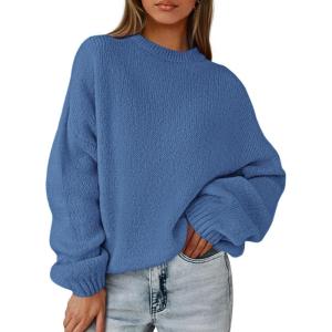 imagePRETTYGARDEN Womens Fall Oversized Sweaters Dressy Casual Long Sleeve Chunky Knit Winter Pullover Tops 2026 Holiday OutfitsBlue