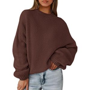 imagePRETTYGARDEN Womens Fall Oversized Sweaters Dressy Casual Long Sleeve Chunky Knit Winter Pullover Tops 2026 Holiday OutfitsDark Brown