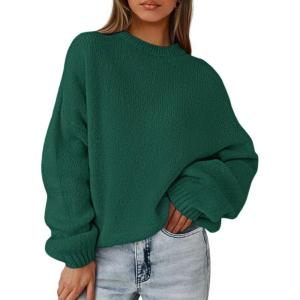 imagePRETTYGARDEN Womens Fall Oversized Sweaters Dressy Casual Long Sleeve Chunky Knit Winter Pullover Tops 2026 Holiday OutfitsDark Green