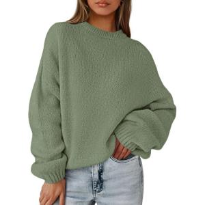 imagePRETTYGARDEN Womens Fall Oversized Sweaters Dressy Casual Long Sleeve Chunky Knit Winter Pullover Tops 2026 Holiday OutfitsGreen