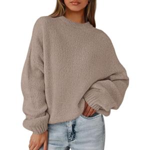 imagePRETTYGARDEN Womens Fall Oversized Sweaters Dressy Casual Long Sleeve Chunky Knit Winter Pullover Tops 2026 Holiday OutfitsKhaki