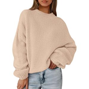 imagePRETTYGARDEN Womens Fall Oversized Sweaters Dressy Casual Long Sleeve Chunky Knit Winter Pullover Tops 2026 Holiday OutfitsLight Khaki