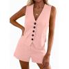 imagePRETTYGARDEN 2 Piece Sets for Women Spring Fashion 2026 Button Vest Tops High Waist Shorts Summer Business Casual OutfitsPink
