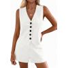 imagePRETTYGARDEN 2 Piece Sets for Women Spring Fashion 2026 Button Vest Tops High Waist Shorts Summer Business Casual OutfitsWhite