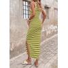 imagePRETTYGARDEN Sundresses for Women 2026 Summer Striped Knit Side Slit Spring Fashion Bodycon Maxi Dress Beach Vacation ClothesGreen