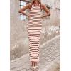 imagePRETTYGARDEN Sundresses for Women 2026 Summer Striped Knit Side Slit Spring Fashion Bodycon Maxi Dress Beach Vacation ClothesRed