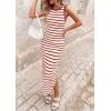 imagePRETTYGARDEN Sundresses for Women 2026 Summer Striped Knit Side Slit Spring Fashion Bodycon Maxi Dress Beach Vacation ClothesRed