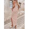 imagePRETTYGARDEN Sundresses for Women 2026 Summer Striped Knit Side Slit Spring Fashion Bodycon Maxi Dress Beach Vacation ClothesRed