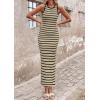 imagePRETTYGARDEN Sundresses for Women 2026 Summer Striped Knit Side Slit Spring Fashion Bodycon Maxi Dress Beach Vacation ClothesSage Green