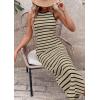 imagePRETTYGARDEN Sundresses for Women 2026 Summer Striped Knit Side Slit Spring Fashion Bodycon Maxi Dress Beach Vacation ClothesSage Green