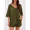 imagePRETTYGARDEN Womens 2 Piece Sets 2026 Oversized Vneck Half Sleeve Tops Shorts Lounge Set Casual Summer Travel Beach OutfitsArmy Green