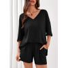 imagePRETTYGARDEN Womens 2 Piece Sets 2026 Oversized Vneck Half Sleeve Tops Shorts Lounge Set Casual Summer Travel Beach OutfitsBlack
