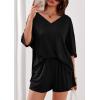 imagePRETTYGARDEN Womens 2 Piece Sets 2026 Oversized Vneck Half Sleeve Tops Shorts Lounge Set Casual Summer Travel Beach OutfitsBlack