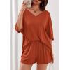 imagePRETTYGARDEN Womens 2 Piece Sets 2026 Oversized Vneck Half Sleeve Tops Shorts Lounge Set Casual Summer Travel Beach OutfitsBurnt Orange