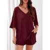 imagePRETTYGARDEN Womens 2 Piece Sets 2026 Oversized Vneck Half Sleeve Tops Shorts Lounge Set Casual Summer Travel Beach OutfitsWine Red