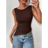 imagePRETTYGARDEN Womens Ruched Tank Tops 2026 Summer Sleeveless Slim Fit T Shirts Blouses Going Out Y2K Fashion ClothesBrown