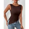 imagePRETTYGARDEN Womens Ruched Tank Tops 2026 Summer Sleeveless Slim Fit T Shirts Blouses Going Out Y2K Fashion ClothesBrown