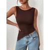 imagePRETTYGARDEN Womens Ruched Tank Tops 2026 Summer Sleeveless Slim Fit T Shirts Blouses Going Out Y2K Fashion ClothesBrown